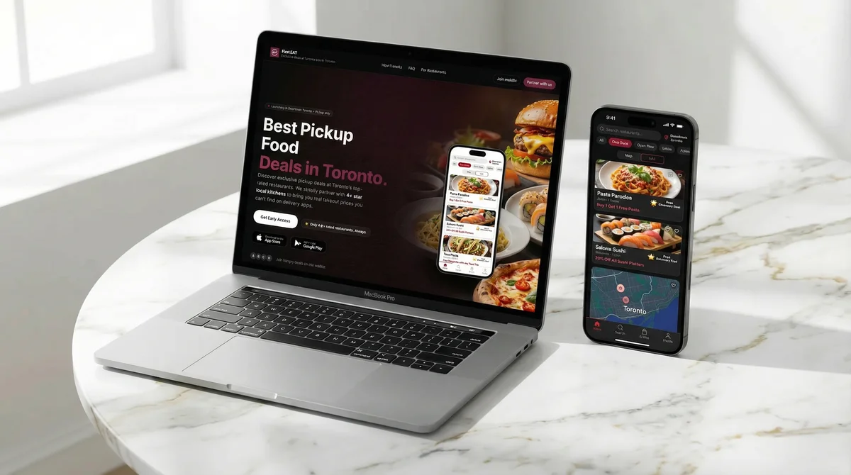 First EAT Website and Mobile App Mockup